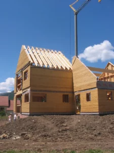 POUTRE EN I TRICA POSE EN CHEVRON SUR MAISON A OSSATURE BOIS